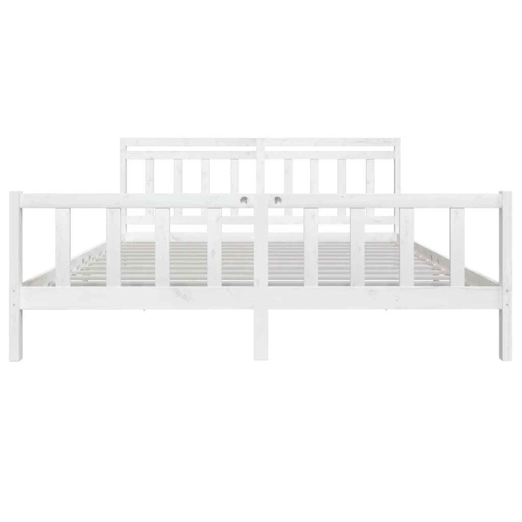 3100979 vidaXL Bed Frame without Mattress White Solid Wood 200x200 cm (810103+814115)