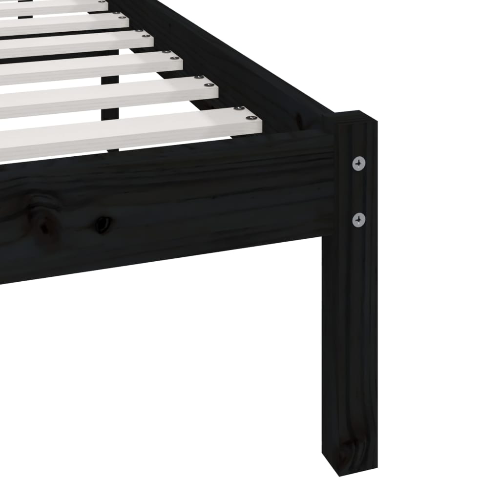 vidaXL Bed Frame without Mattress Black Solid Wood Pine 140x190 cm