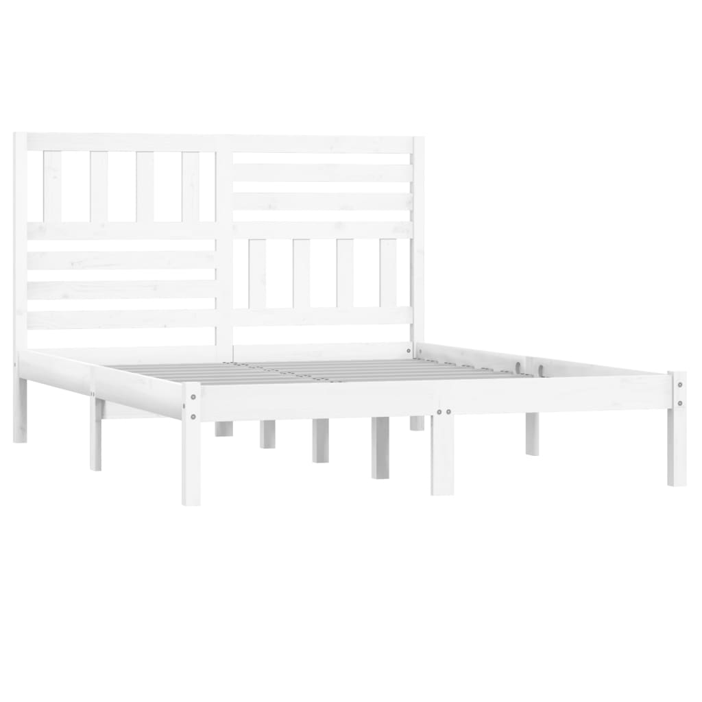 Bed Frame without Mattress White Solid Wood Pine 120x200 cm