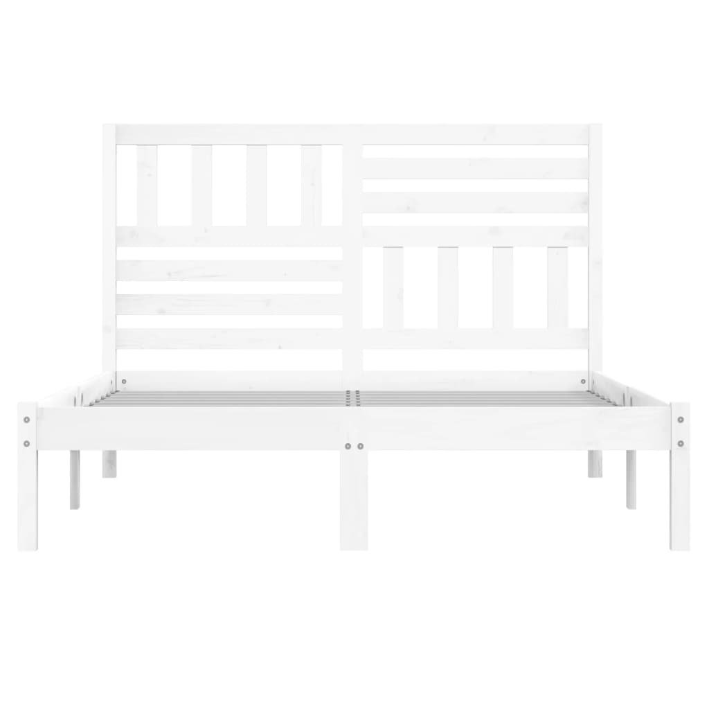 Bed Frame without Mattress White Solid Wood Pine 120x200 cm