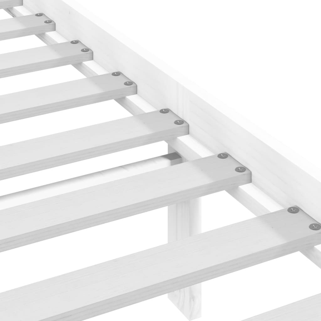 Bed Frame without Mattress White Solid Wood Pine 120x200 cm