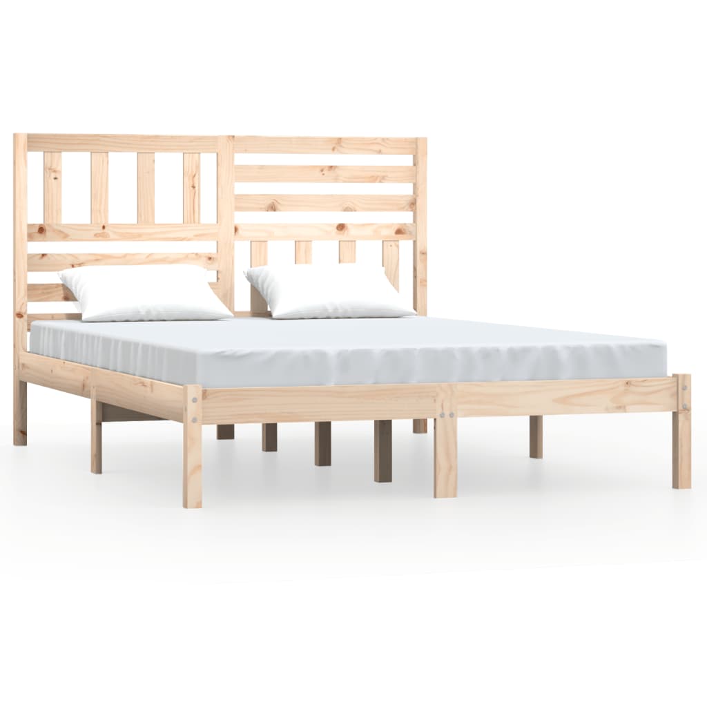 vidaXL Bed Frame without Mattress 150x200 cm King Size King Size Solid Wood Pine