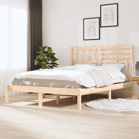 vidaXL Bed Frame without Mattress 150x200 cm King Size King Size Solid Wood Pine