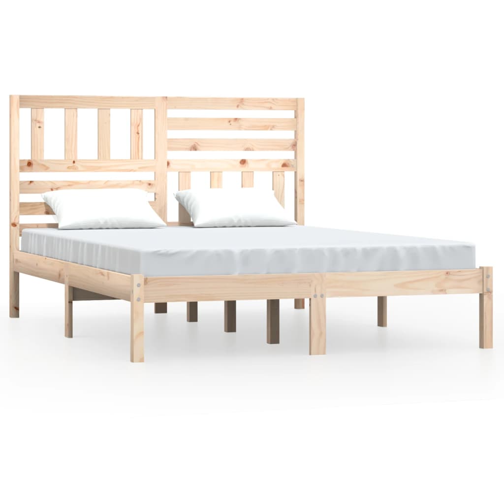 Bed Frame | Natural Wood | Solid Pine Wood | 160 x 200 cm | Durable