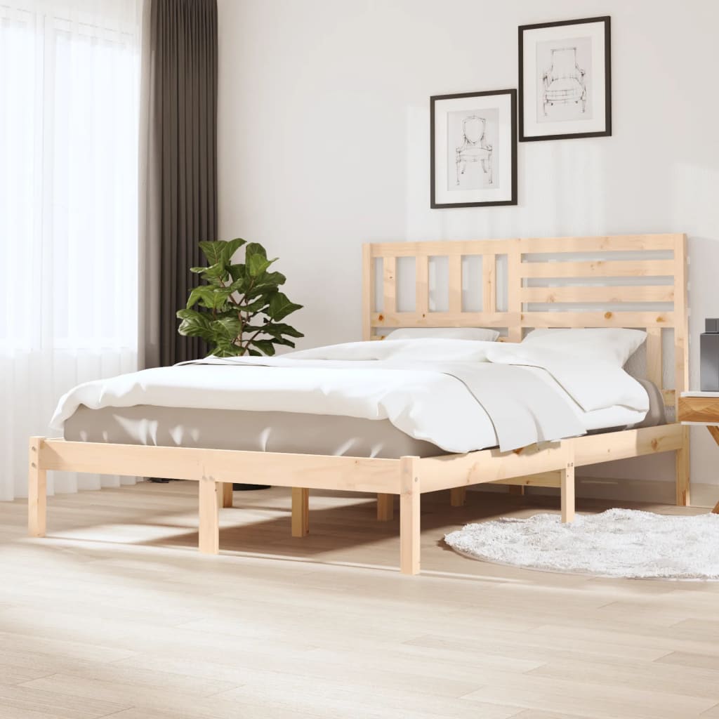 Bed Frame | Natural Wood | Solid Pine Wood | 160 x 200 cm | Durable