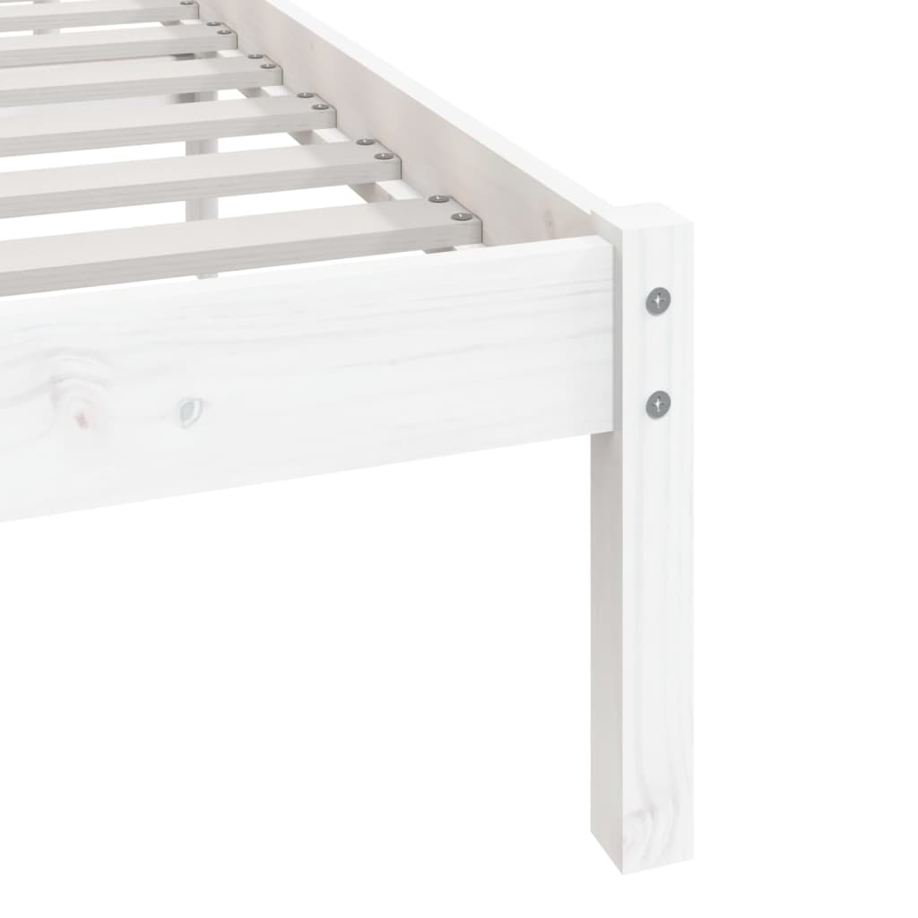 Bed Frame without Mattress White Solid Wood Pine 160x200 cm