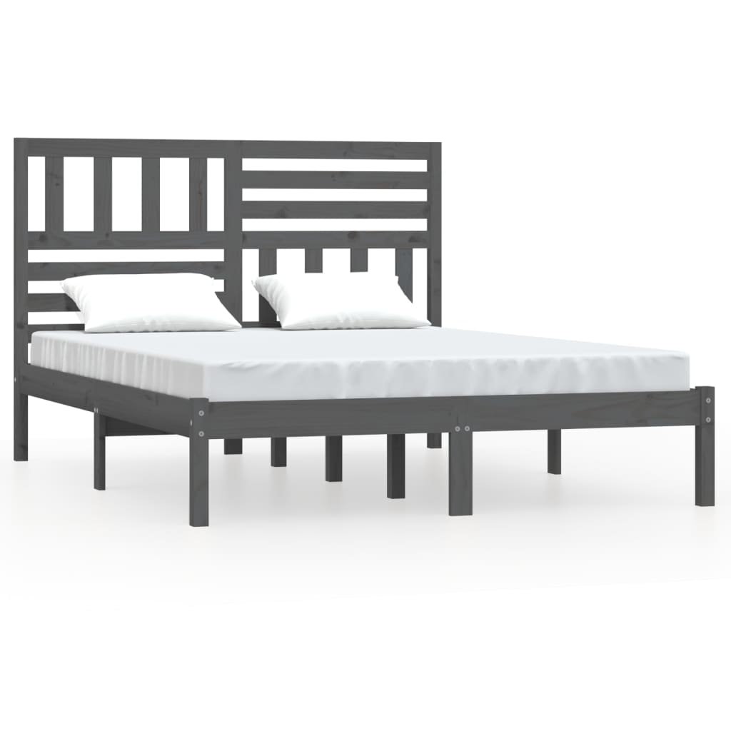 vidaXL Bed Frame without Mattress Grey Solid Wood Pine 160x200 cm