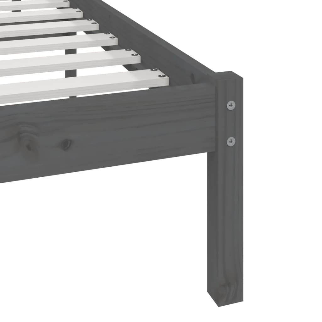 vidaXL Bed Frame without Mattress Grey Solid Wood Pine 160x200 cm