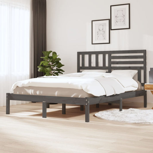 vidaXL Bed Frame without Mattress Grey Solid Wood Pine 160x200 cm