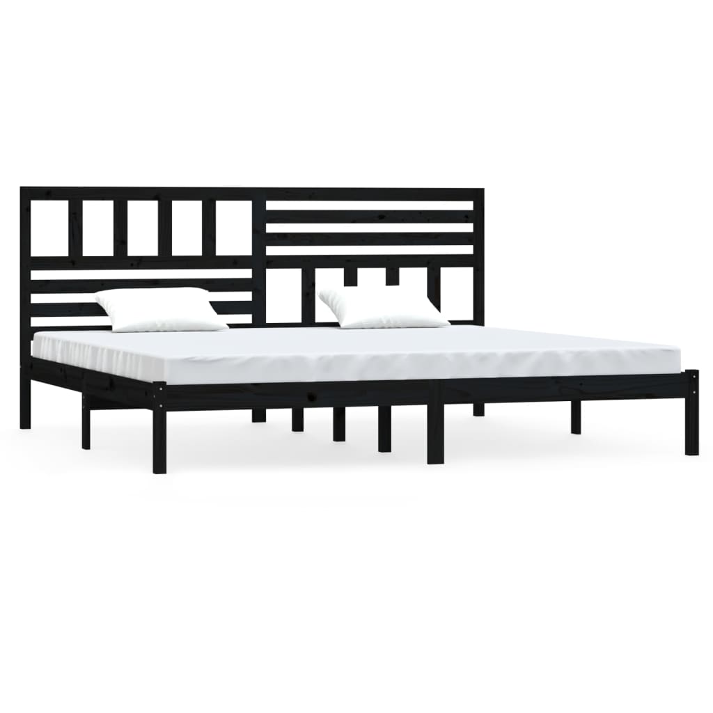 vidaXL Bed Frame without Mattress Black 180x200 cm Super King  Solid Wood Pine