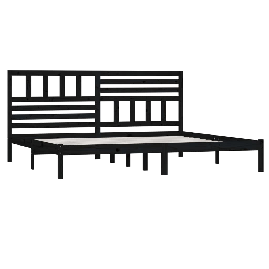 vidaXL Bed Frame without Mattress Black 180x200 cm Super King  Solid Wood Pine