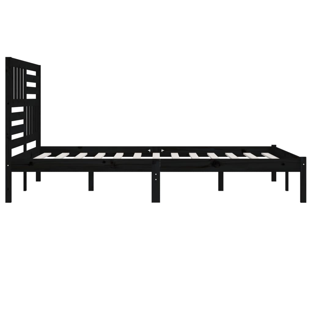 vidaXL Bed Frame without Mattress Black 180x200 cm Super King  Solid Wood Pine