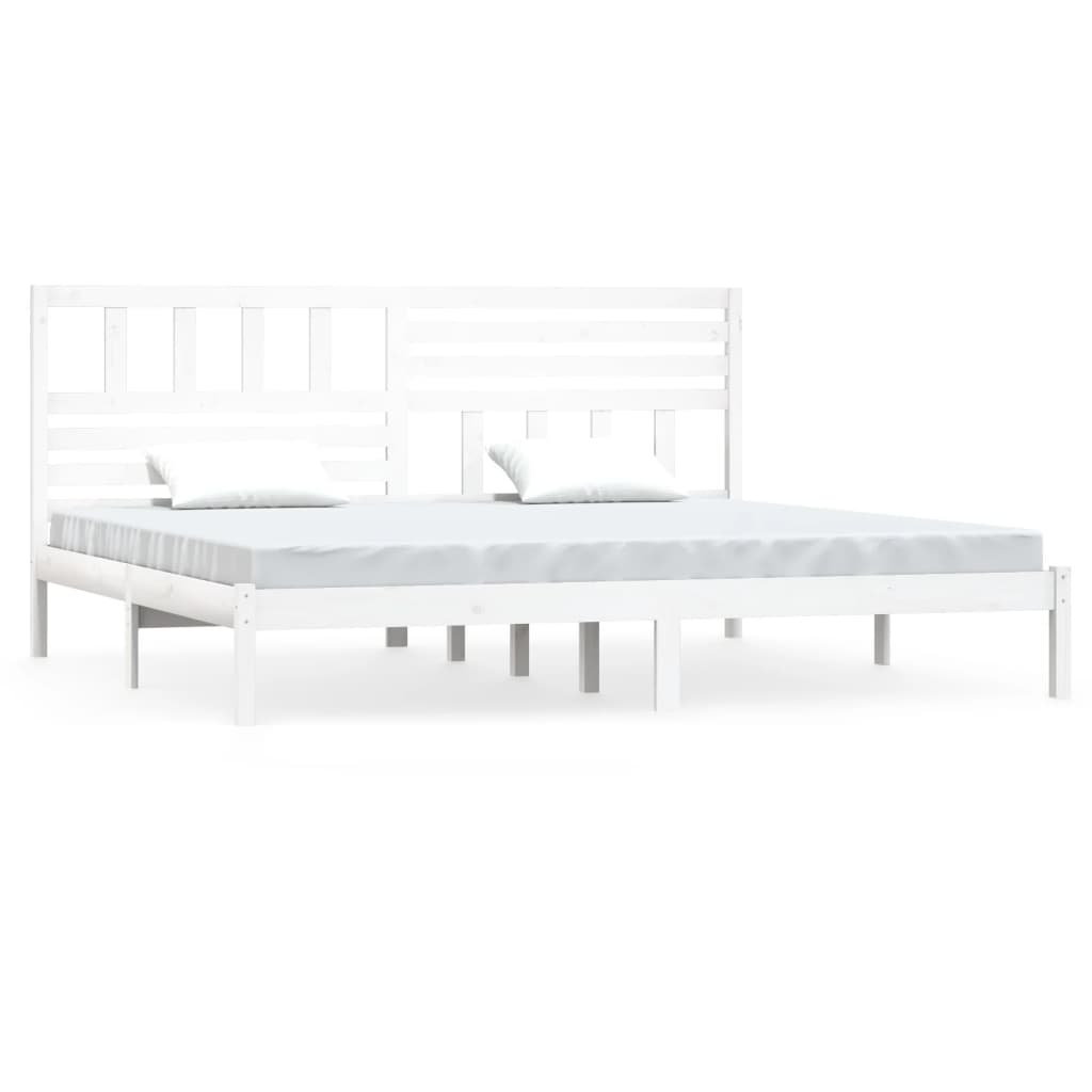 Bed Frame | White | Solid Pine Wood | 200x200 cm | Durable | Bed Frame