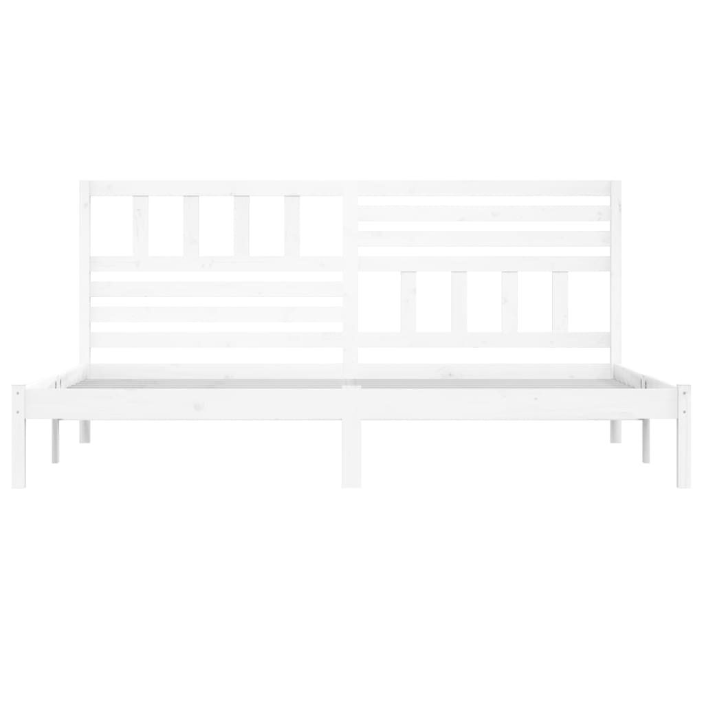 Bed Frame | White | Solid Pine Wood | 200x200 cm | Durable | Bed Frame