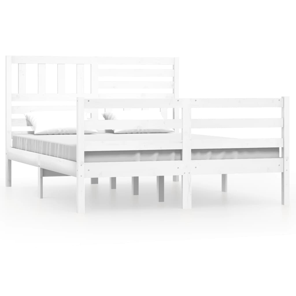 vidaXL Bed Frame without Mattress White 120x190 cm Small Double  Solid Wood