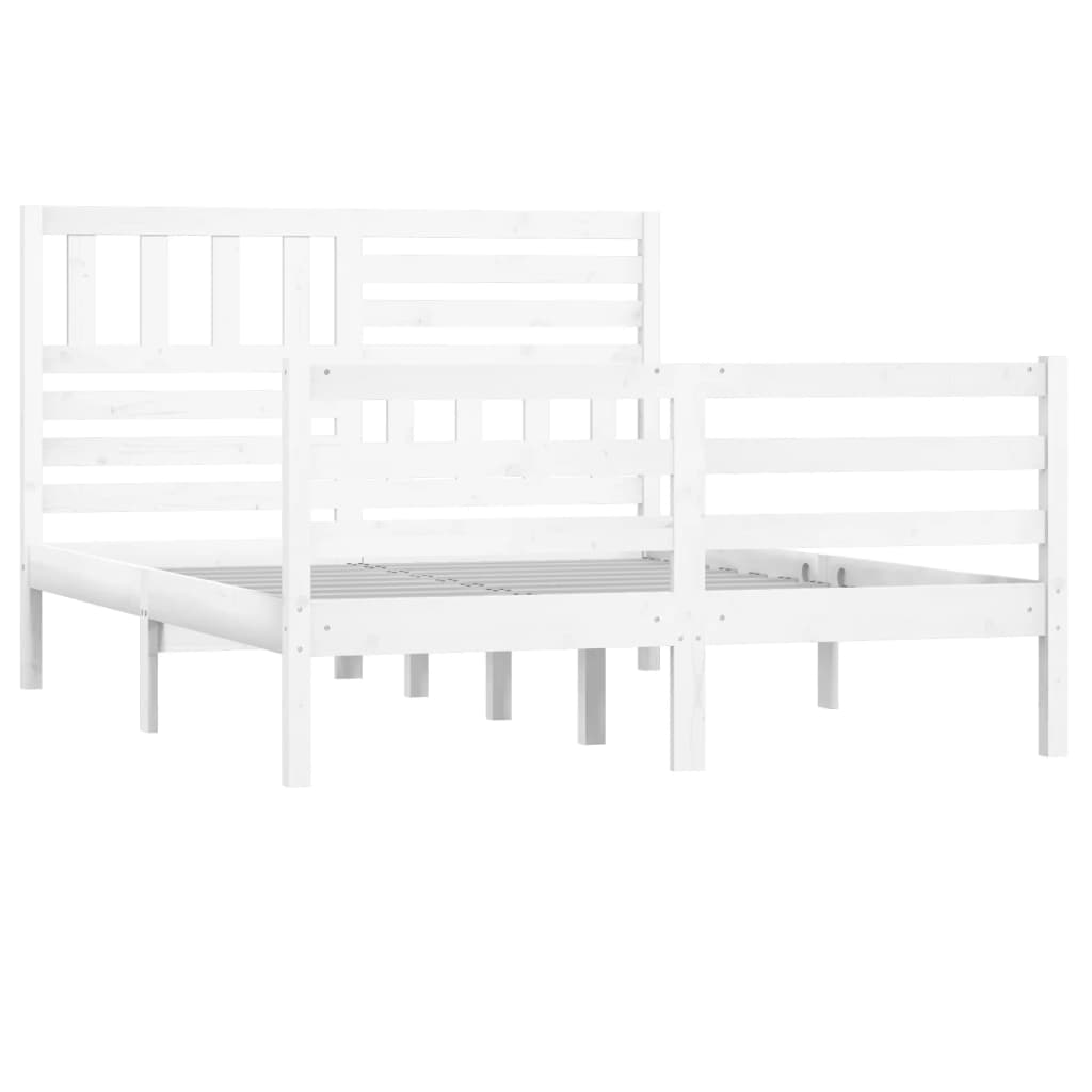 vidaXL Bed Frame without Mattress White 120x190 cm Small Double  Solid Wood