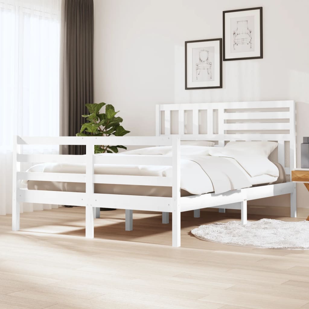 vidaXL Bed Frame without Mattress White 120x190 cm Small Double  Solid Wood