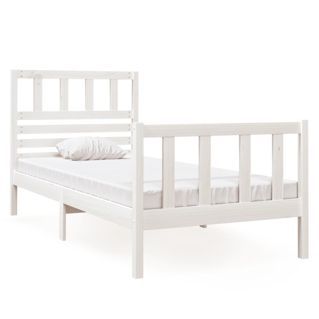 vidaXL Bed Frame without Mattress White Small Single Solid Wood