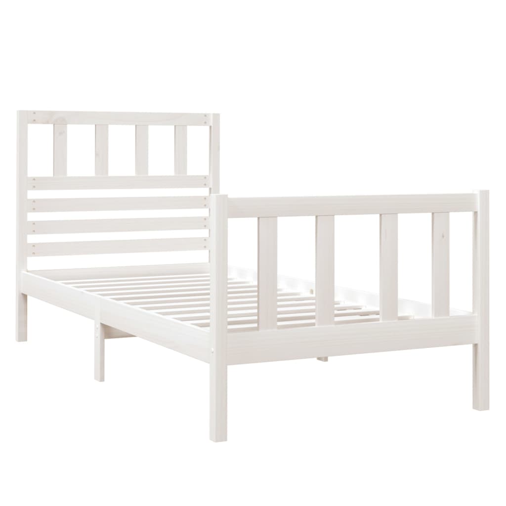 vidaXL Bed Frame without Mattress White Small Single Solid Wood