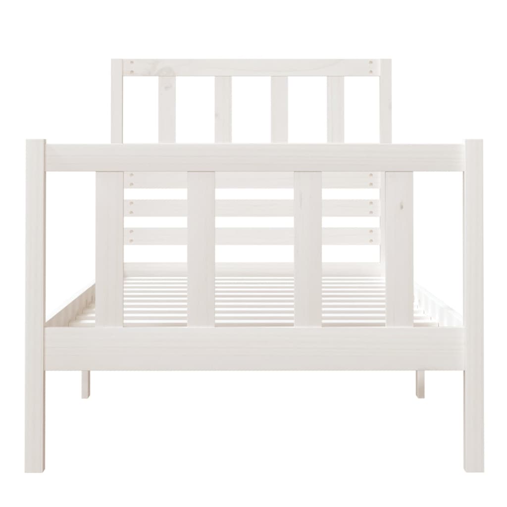 vidaXL Bed Frame without Mattress White Small Single Solid Wood