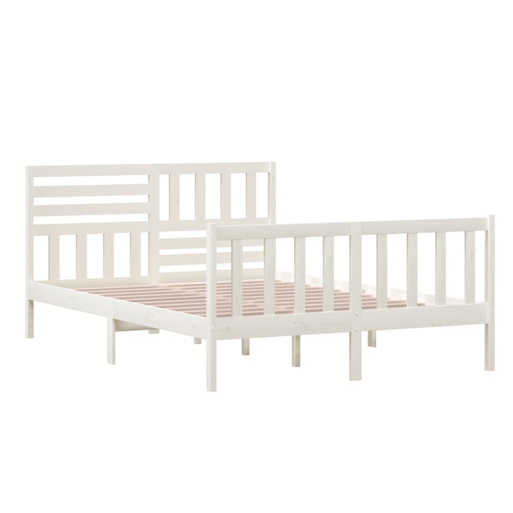 3101154 vidaXL Bed Frame without Mattress White Solid Wood 140x200 cm (810083+814145)