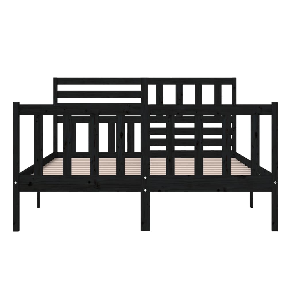 3101157 vidaXL Bed Frame without Mattress Black Solid Wood 140x200 cm (810086+814148)