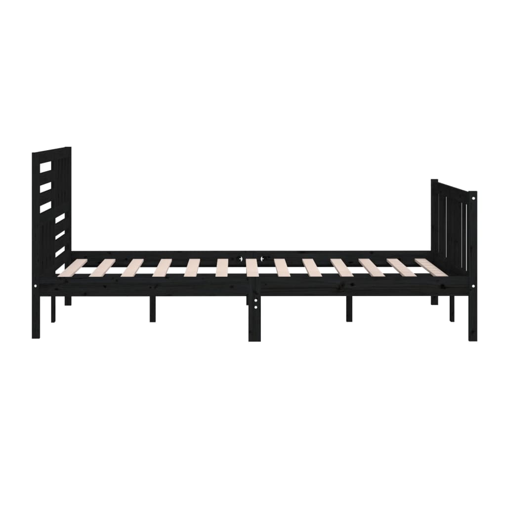 3101157 vidaXL Bed Frame without Mattress Black Solid Wood 140x200 cm (810086+814148)