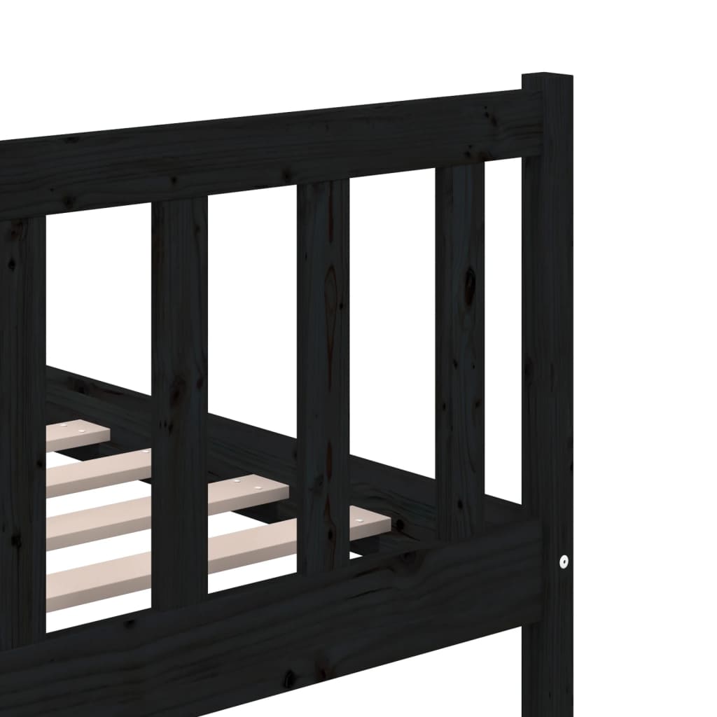 3101157 vidaXL Bed Frame without Mattress Black Solid Wood 140x200 cm (810086+814148)