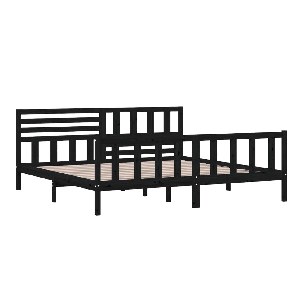 3101177 vidaXL Bed Frame without Mattress Black Solid Wood 200x200 cm (810106+814168)