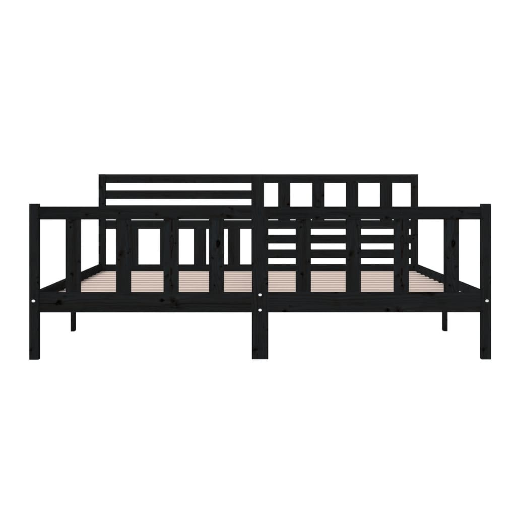 3101177 vidaXL Bed Frame without Mattress Black Solid Wood 200x200 cm (810106+814168)