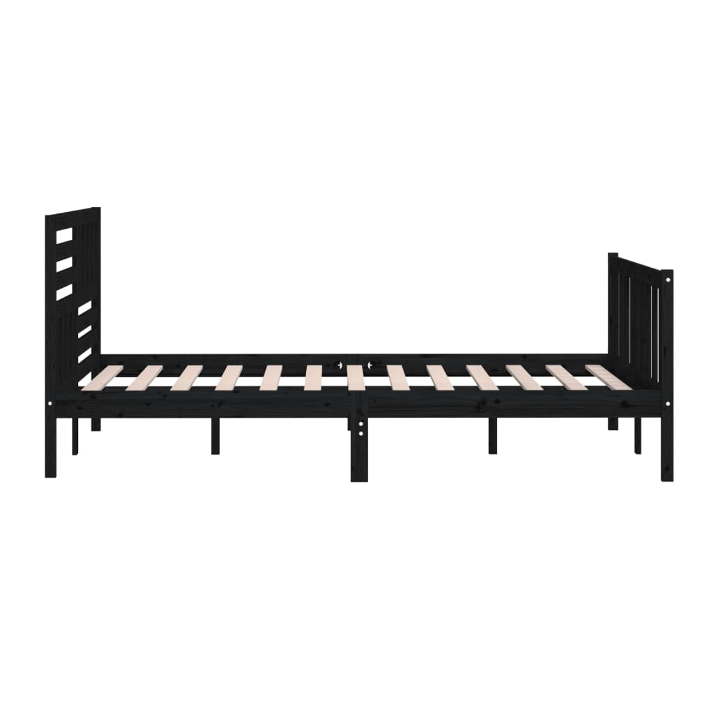 3101177 vidaXL Bed Frame without Mattress Black Solid Wood 200x200 cm (810106+814168)