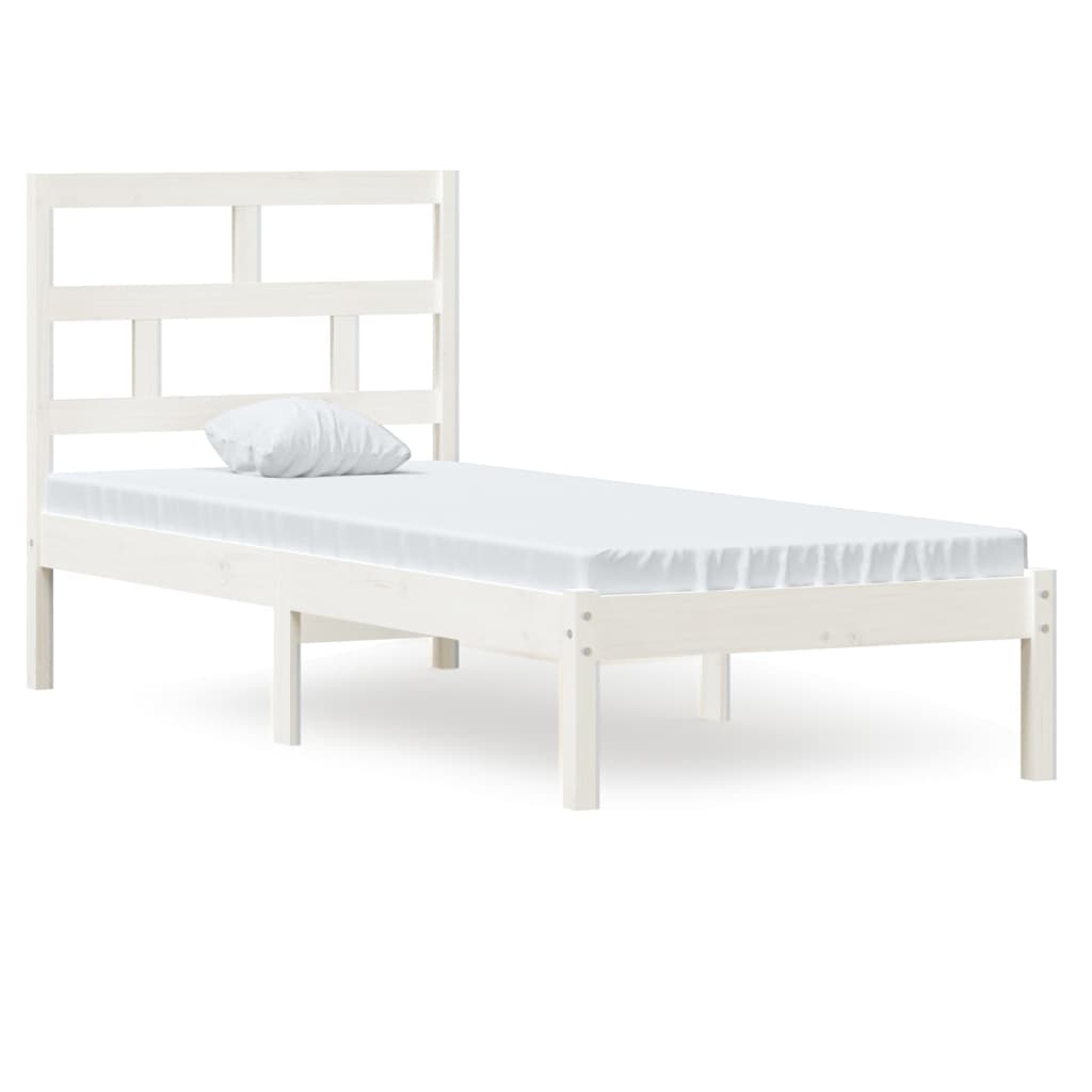 vidaXL Bed Frame without Mattress White Small Single Solid Wood