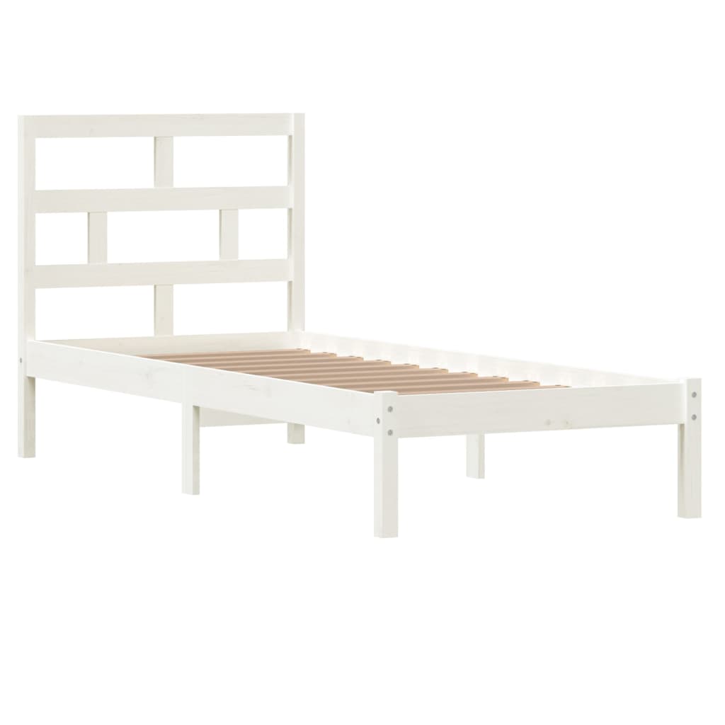 vidaXL Bed Frame without Mattress White Small Single Solid Wood