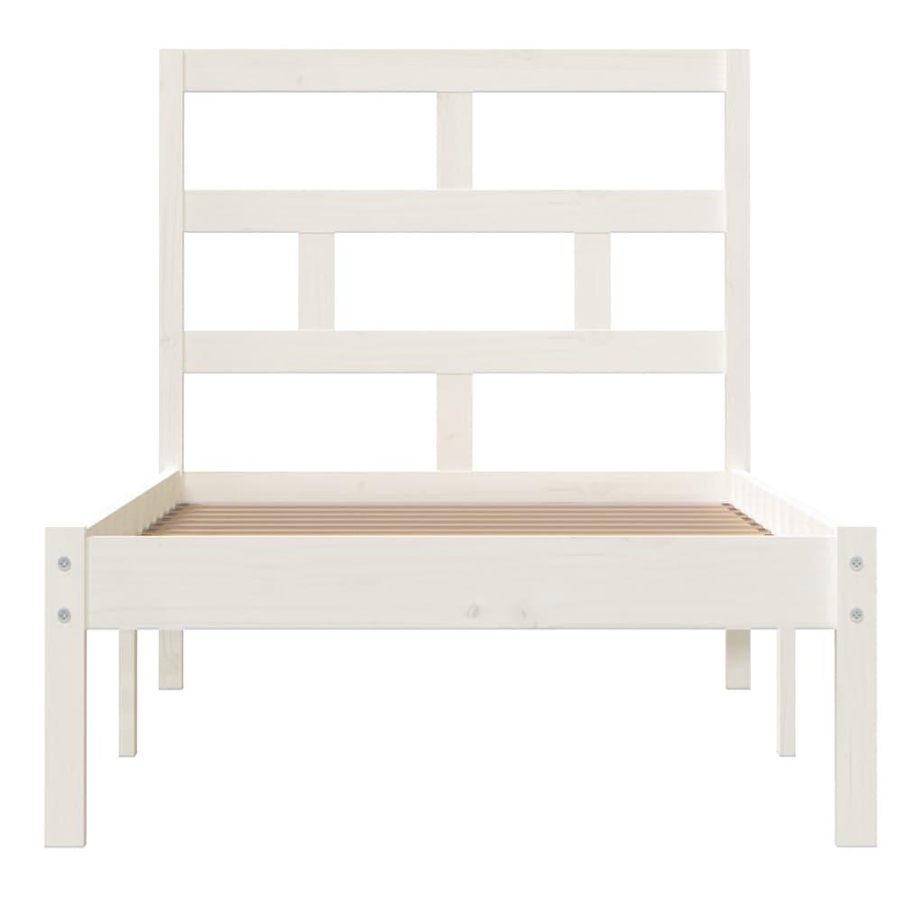 vidaXL Bed Frame without Mattress White Small Single Solid Wood