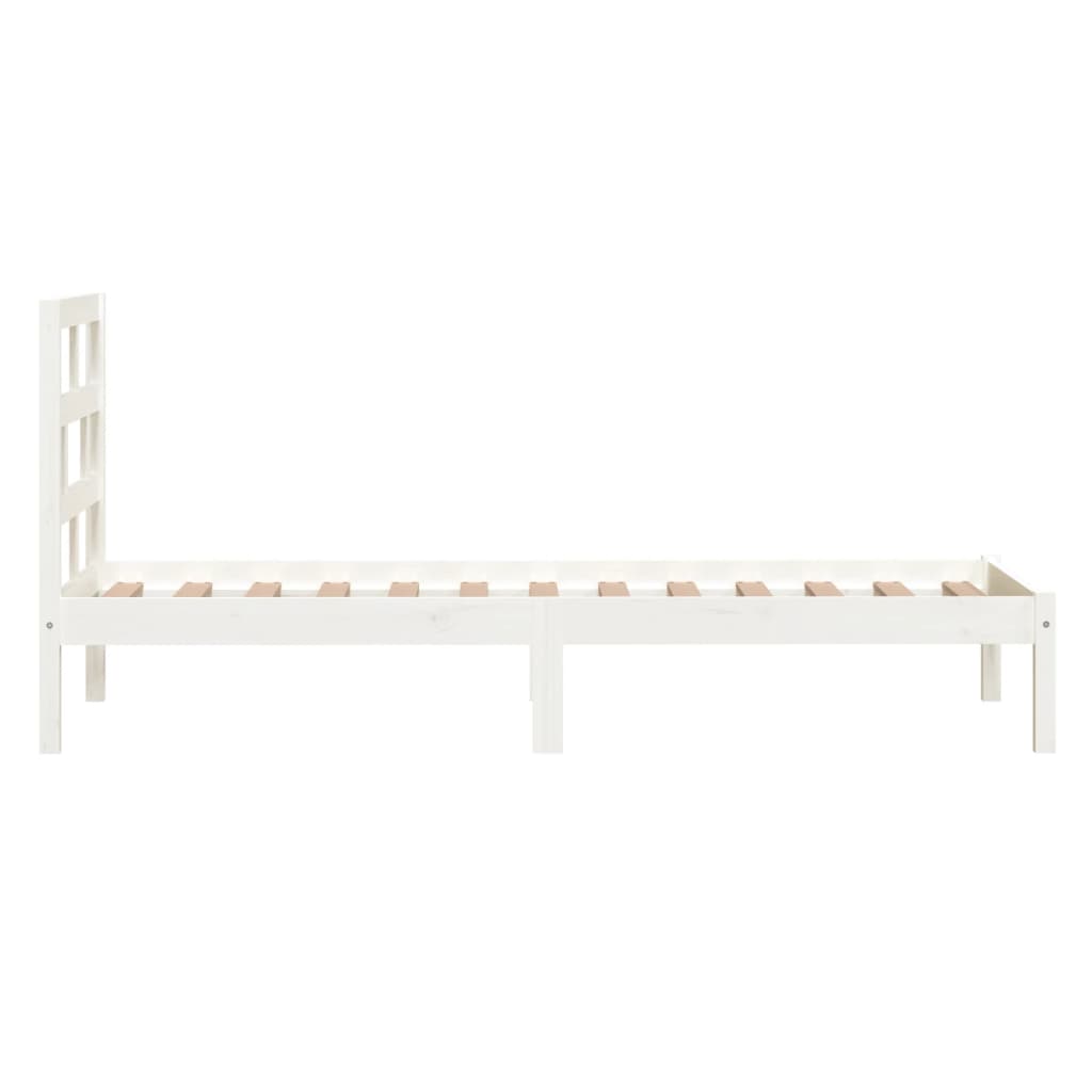 vidaXL Bed Frame without Mattress White Small Single Solid Wood