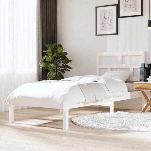 vidaXL Bed Frame without Mattress White Small Single Solid Wood