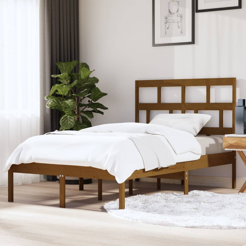 3101216 vidaXL Bed Frame without Mattress Honey Brown Solid Wood 120x200 cm (810015+814187)