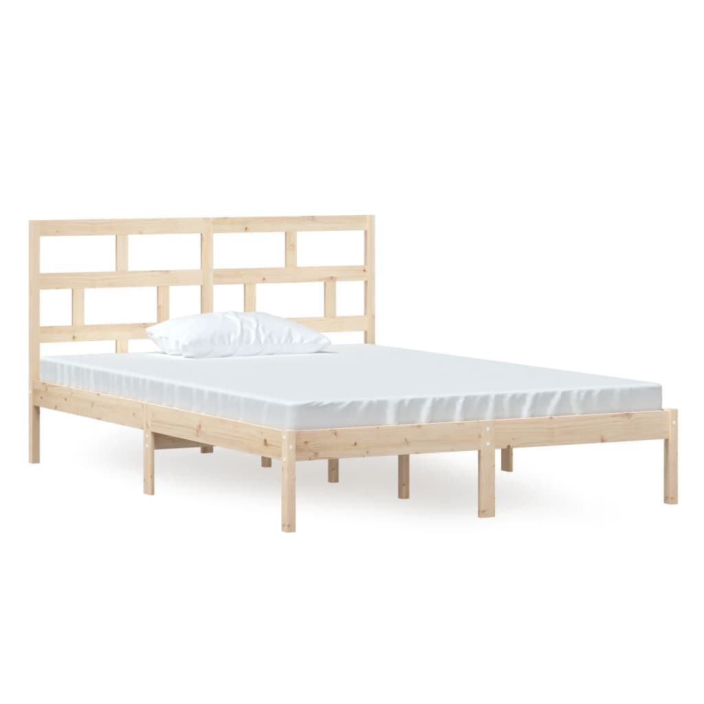Bed Frame | Natural Pine | Solid Pine Wood | 140 x 200 cm | Rectangular