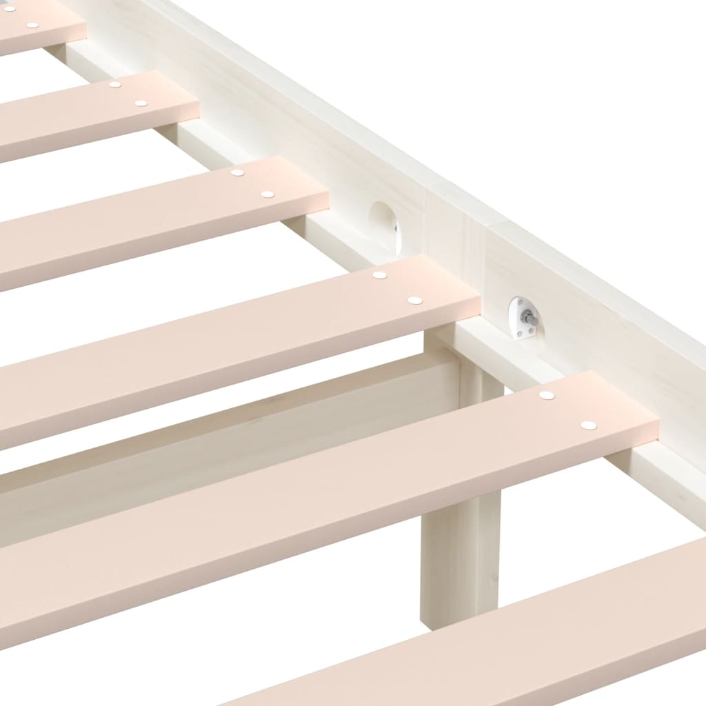 3101229 vidaXL Bed Frame without Mattress White Solid Wood 160x200 cm (810028+814205)