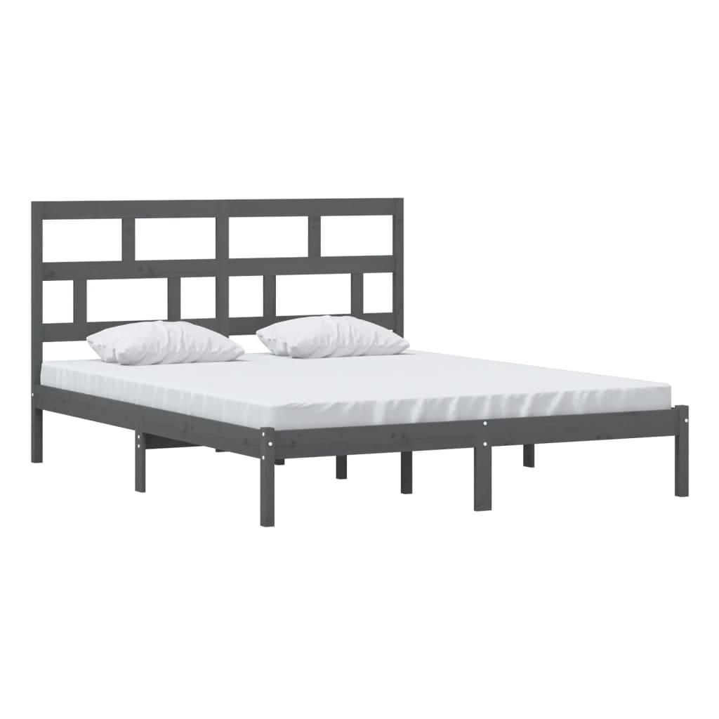 3101230 vidaXL Bed Frame without Mattress Grey Solid Wood 160x200 cm (810029+814206)