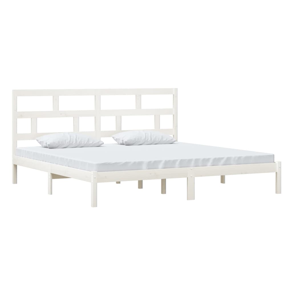Bed Frame | White | Solid Pine Wood | 200x200 cm | Durable | Bed Frame