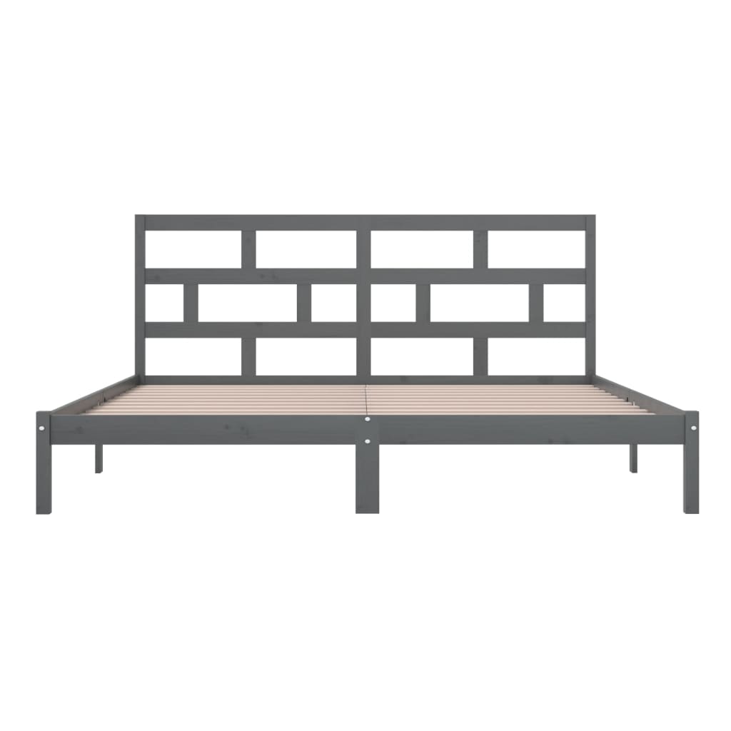 3101240 vidaXL Bed Frame without Mattress Grey Solid Wood Pine 200x200 cm (810039+814216)