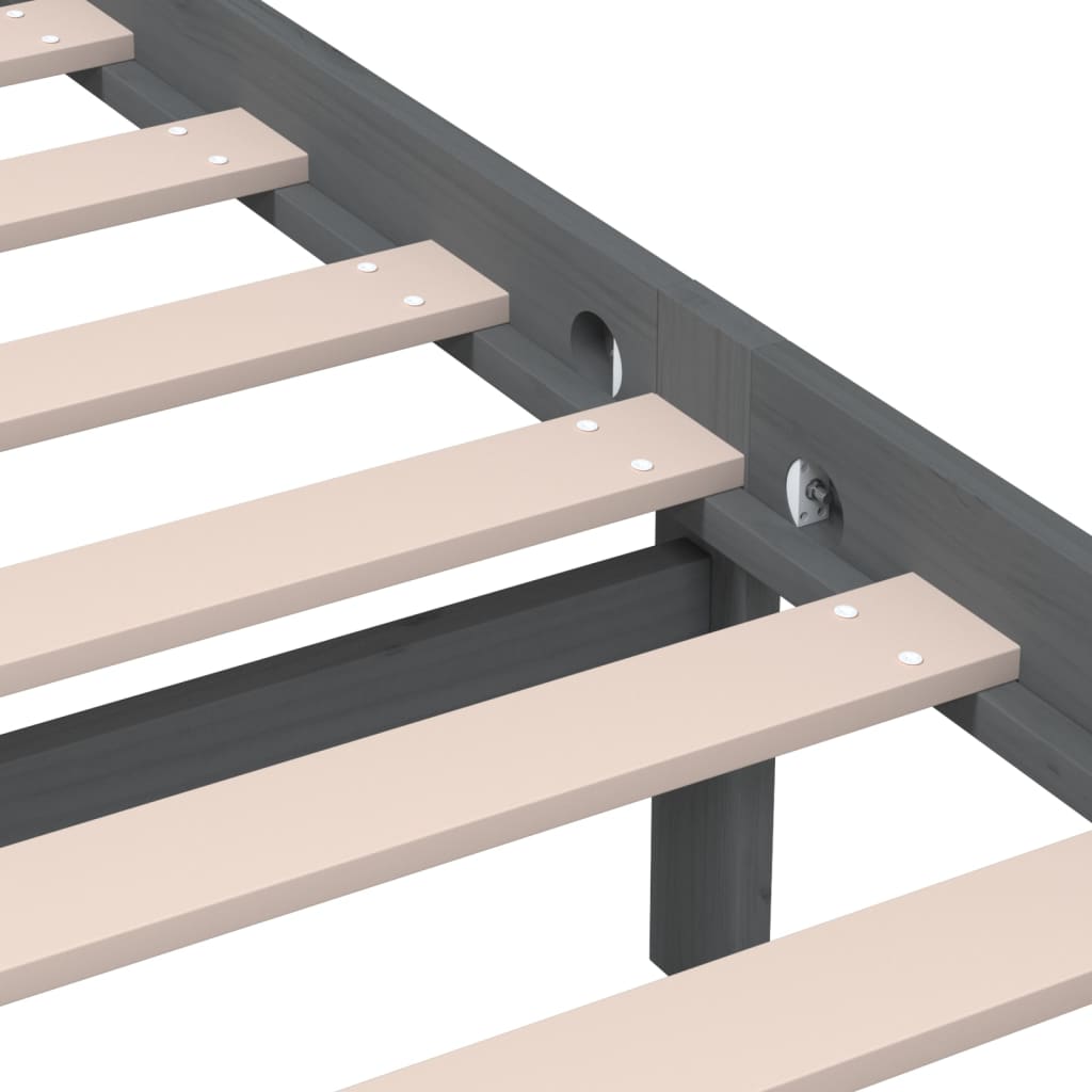 3101240 vidaXL Bed Frame without Mattress Grey Solid Wood Pine 200x200 cm (810039+814216)