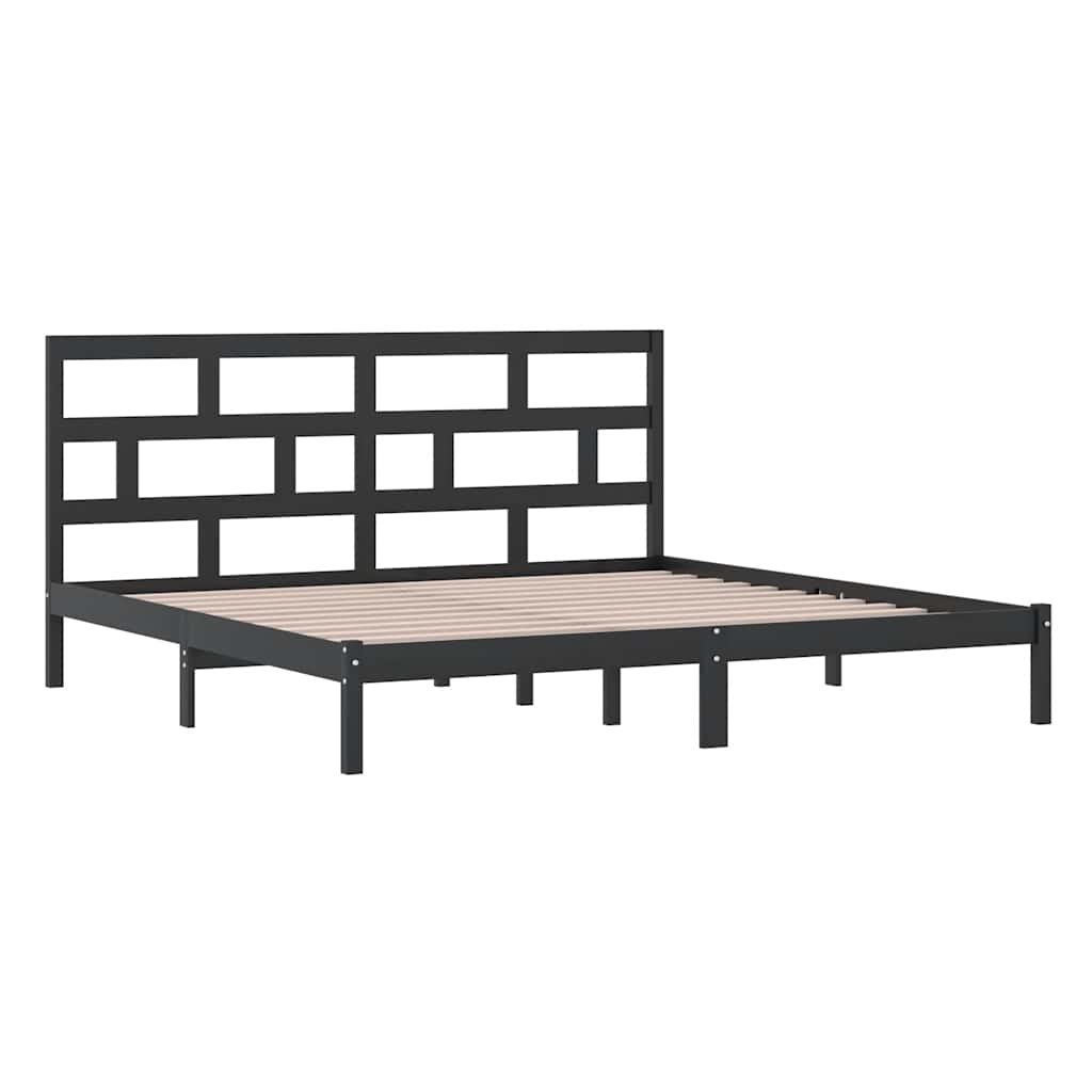Bed Frame | Black | Solid pine wood, Plywood slats | Double | Modern
