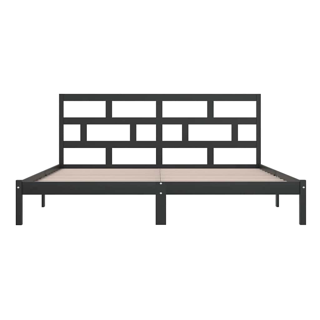 Bed Frame | Black | Solid pine wood, Plywood slats | Double | Modern