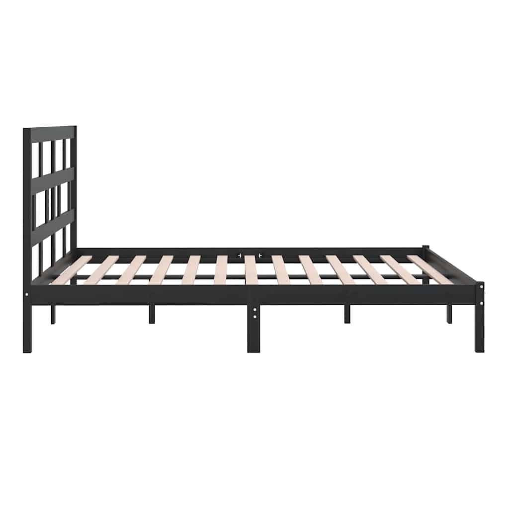 Bed Frame | Black | Solid pine wood, Plywood slats | Double | Modern
