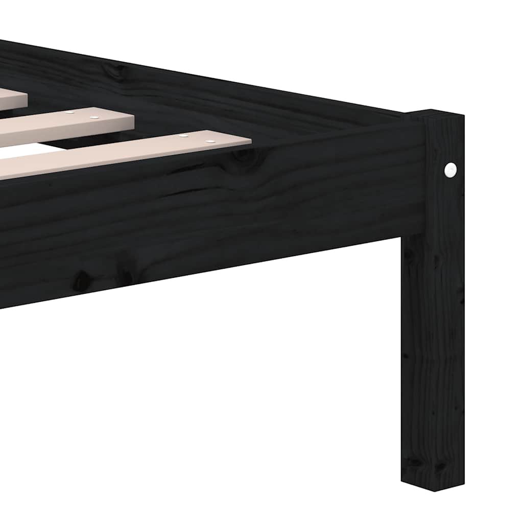 Bed Frame | Black | Solid pine wood, Plywood slats | Double | Modern