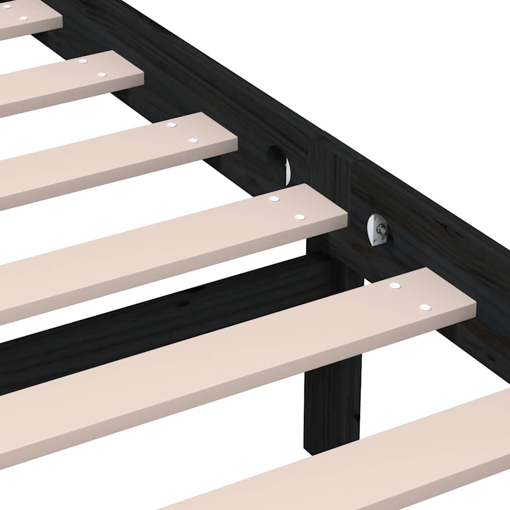 Bed Frame | Black | Solid pine wood, Plywood slats | Double | Modern