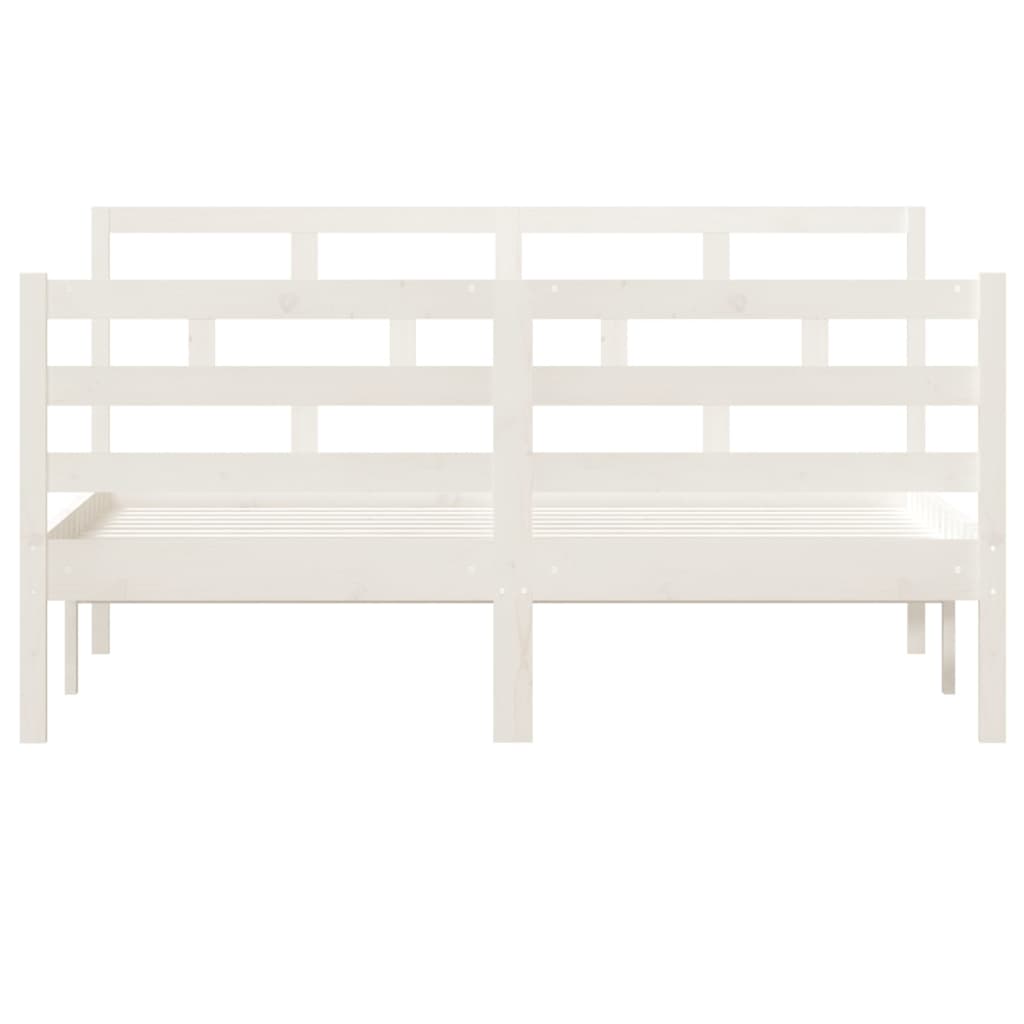 3101264 vidaXL Bed Frame without Mattress White Solid Wood 140x190 cm (810411+814195)