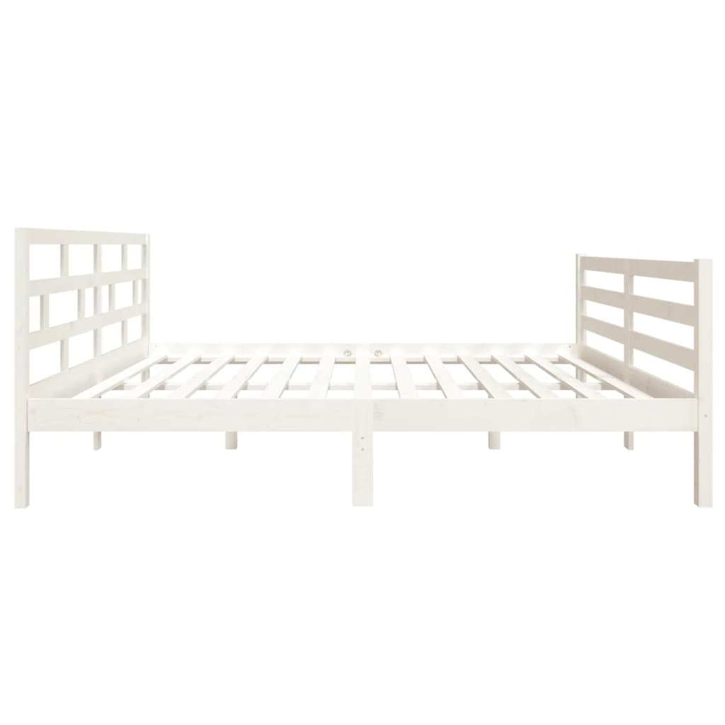 3101264 vidaXL Bed Frame without Mattress White Solid Wood 140x190 cm (810411+814195)